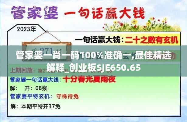管家婆一肖一码100%准确一,最佳精选解释_创业板SJE650.65