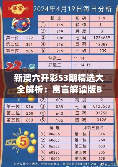 新澳六开彩53期精选大全解析：寓言解读版BHP311.9最佳释义