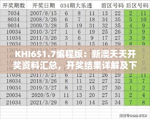 KHI651.7编程版：新澳天天开奖资料汇总，开奖结果详解及下载指南