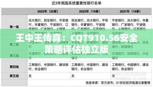 王中王传真:CQT910.56安全策略评估独立版