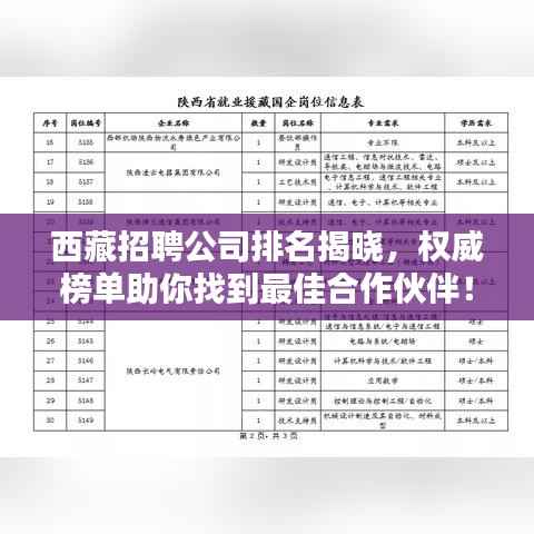 西藏招聘公司排名揭晓,权威榜单助你找到最佳合作伙伴!