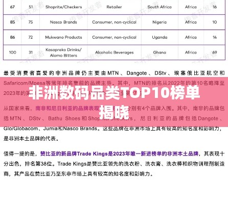 非洲数码品类TOP10榜单揭晓