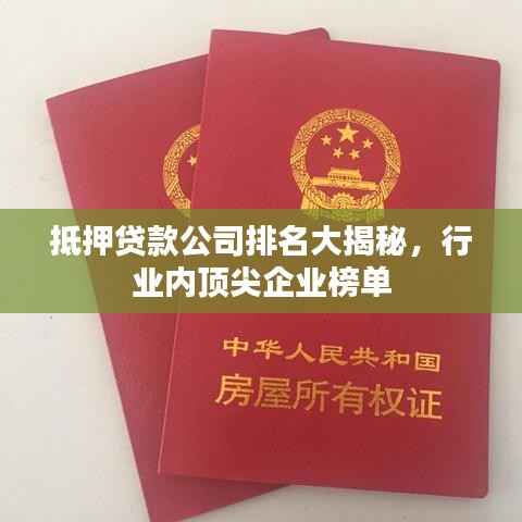 抵押贷款公司排名大揭秘,行业内顶尖企业榜单