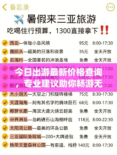 今日出游最新价格查询，专业建议助你畅游无阻！